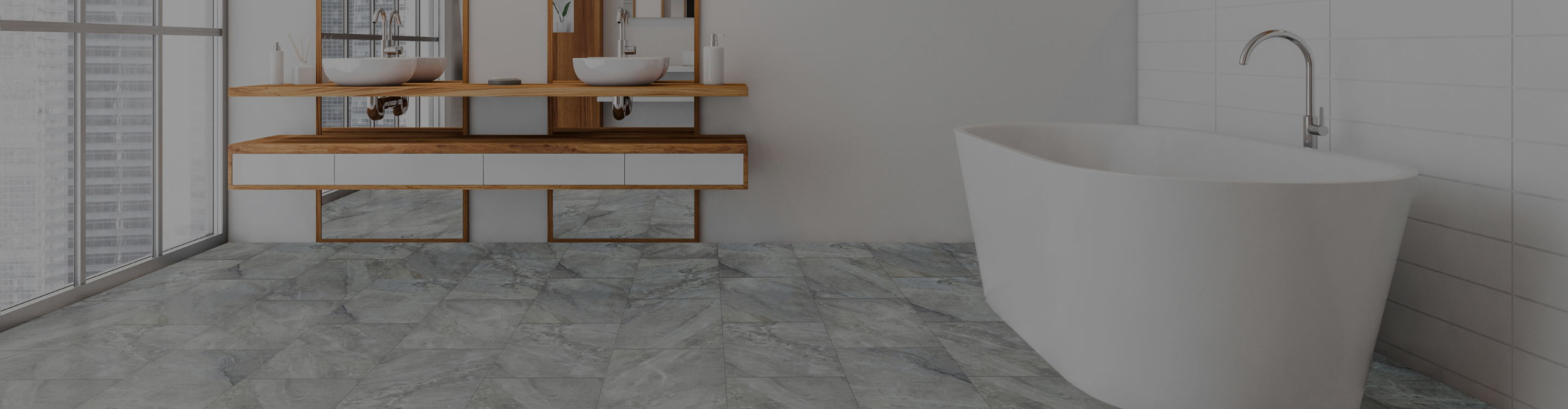 bathroom with tile flooring and modern fixtures
